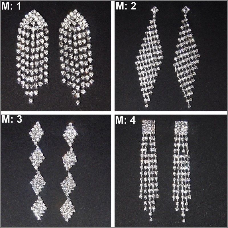 Neu lange Strass Ohrstecker Braut Schmuck Ohrringe Hochzeit Ohrschmuck