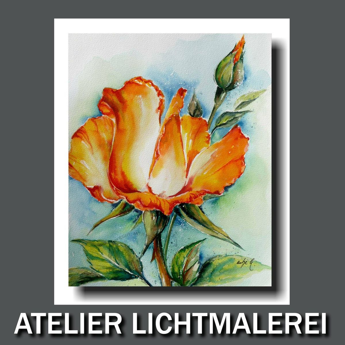 KUNST BILD GEMÄLDE Rose Blüte Blume AQUARELL ORIGINAL sommerrose