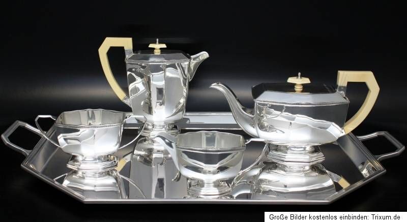 Teeservice Teekanne Silber tea set silver 1933 Art Deco