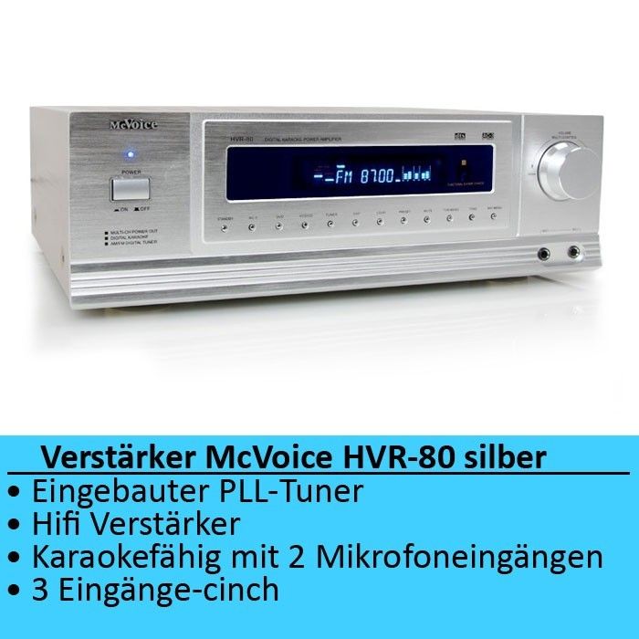 Kanal Hifi Verstärker McVoice HVR 80 silber Karton beschädigt