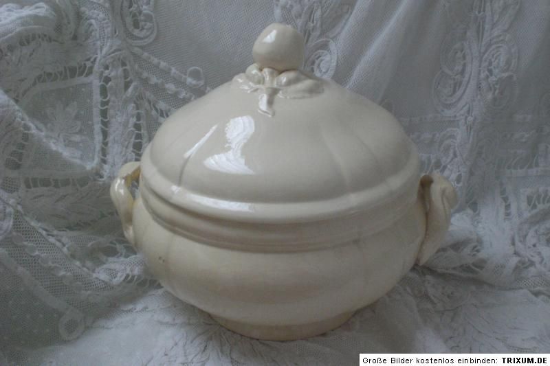 Alte Terrine Frankreich Sarreguemines creme shabby chic