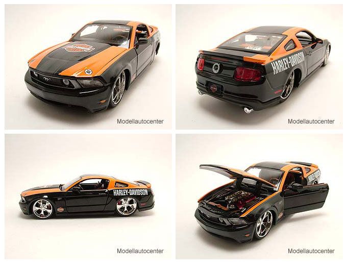 Ford Mustang GT 2011 Harley Davidson schwarz/orange, Modellauto 124