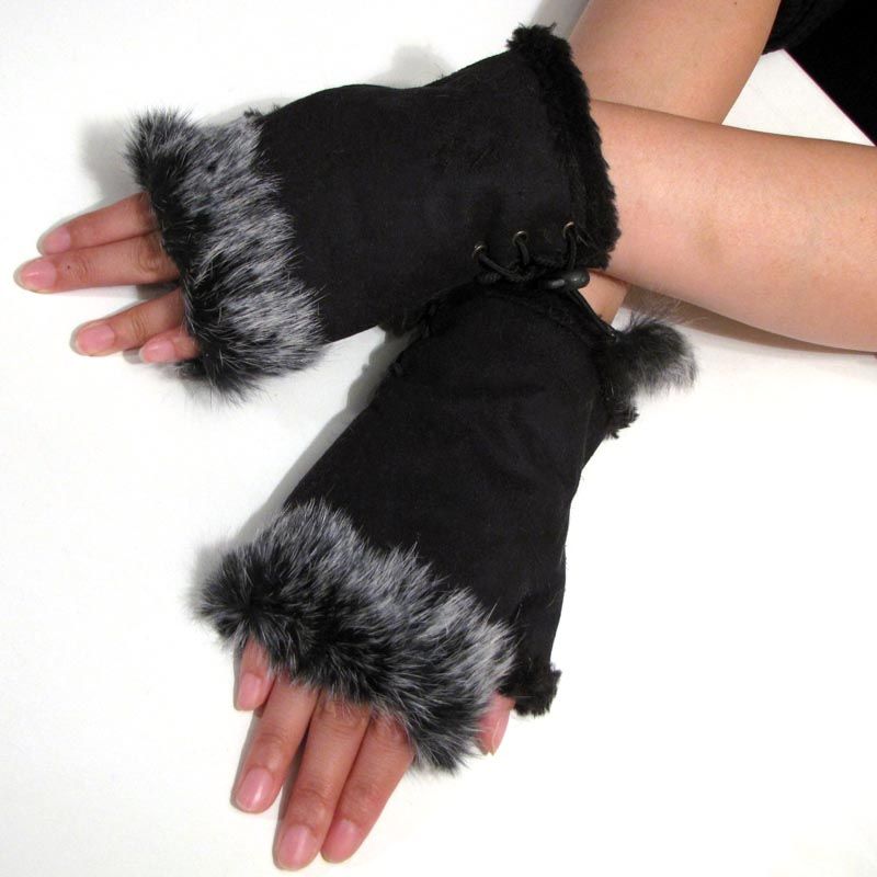 KANNINCHEN FELL HANDSCHUHE FINGERLOS PELT WEISS 5911