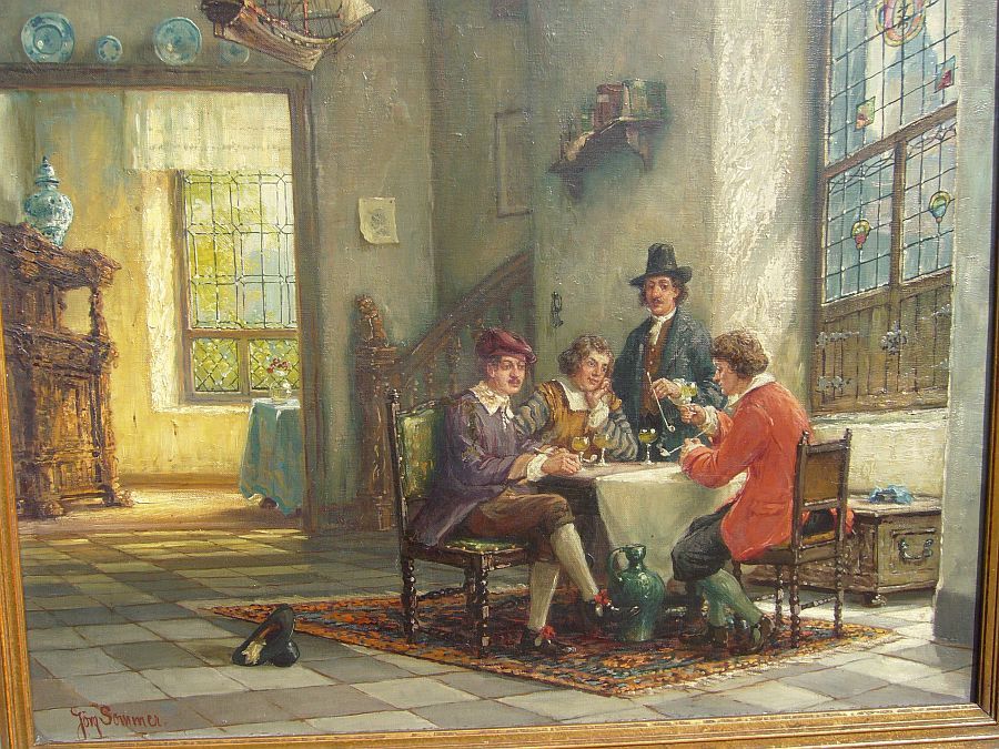 Jörg Sommer geb.1881  Männerrunde in histor. Ambiente