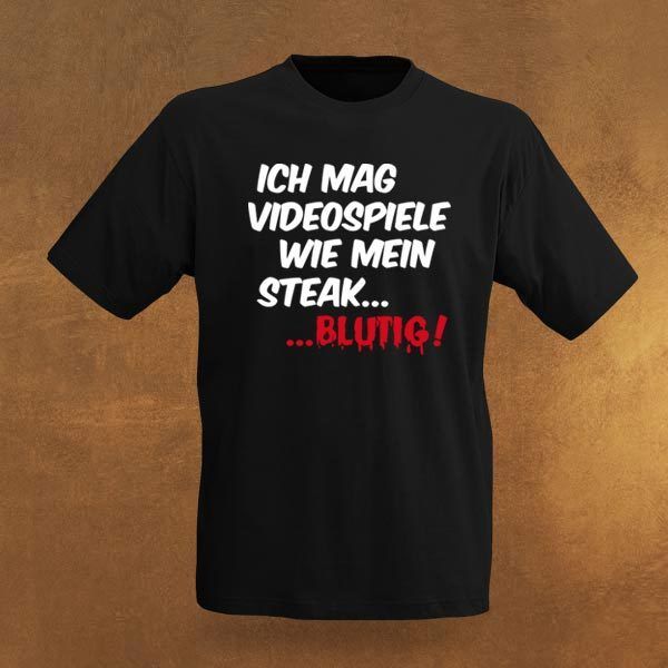 Ich mag Videospiele wie mein Steak.Fun Gamer Shirt PC Lieblingsspiele