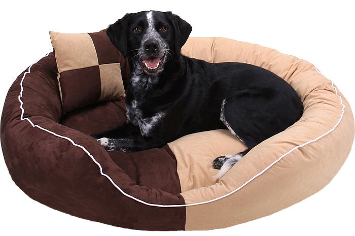 Hundebett XXL 115 x 100cm Hundesofa Hundekorb Knuffelwuff Braun Beige