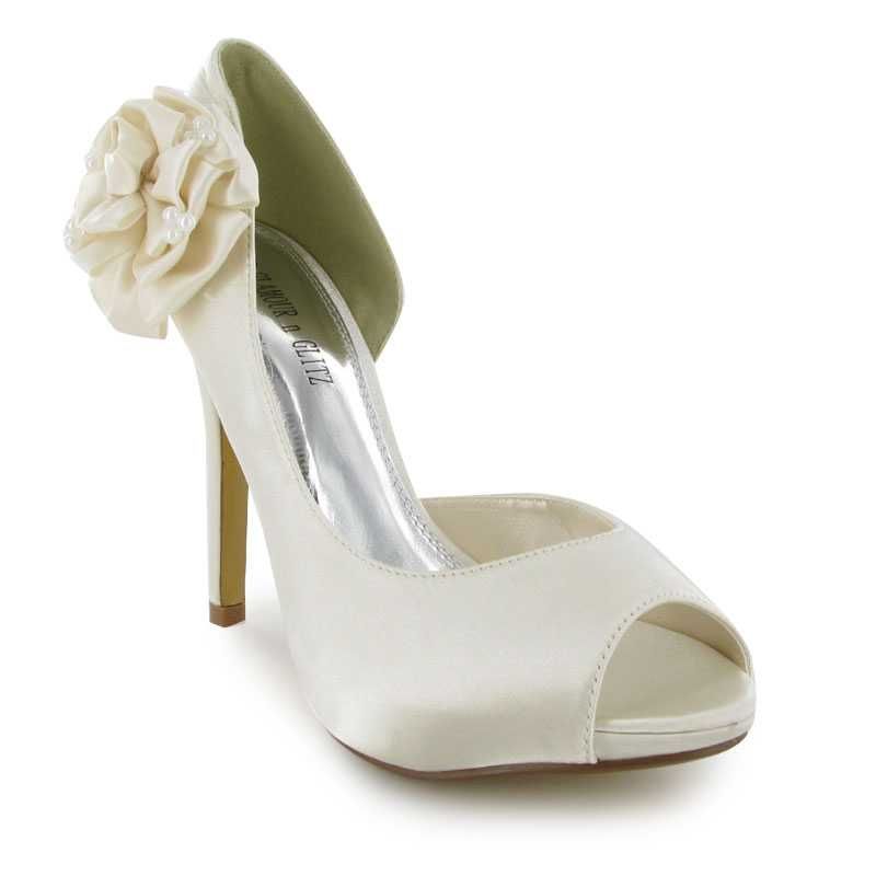 Public Desire   LADIES SATIN FLOWER PLATFORM WOMENS WEDDING BRIDESMAID