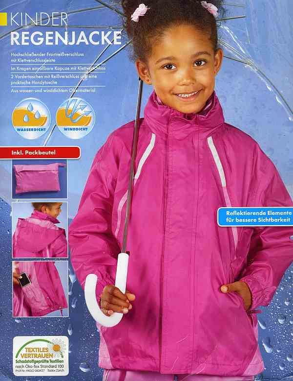 Mädchen Regenjacke Regenhose Blau Rot Rosa Gr. 122 bis 152