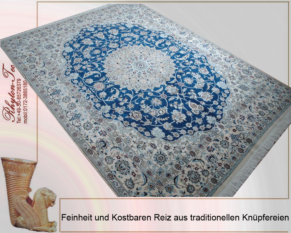 PERSER TEPPICH Nain Medaillon design 260x190cm Blau