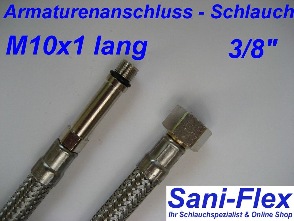 Panzerschlauch, Flexschlauch, DN8, alle Längen, M10x1AG lang, 3/8