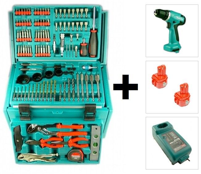 12V Ni MH Akku Bohrschrauber + 2x Akku + 126 tlg. Werkzeugset