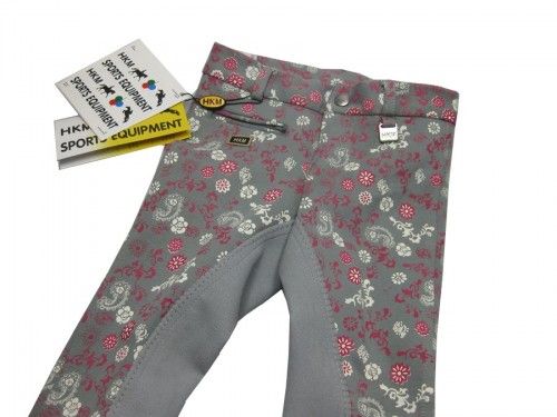 Kinder Reithose Flower Vollbesatz HKM grau 134 NEU