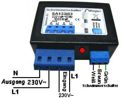 Schwimmerschalter ,Pegelschalter, EIN/AUS SA131i42 Hysterese100mm