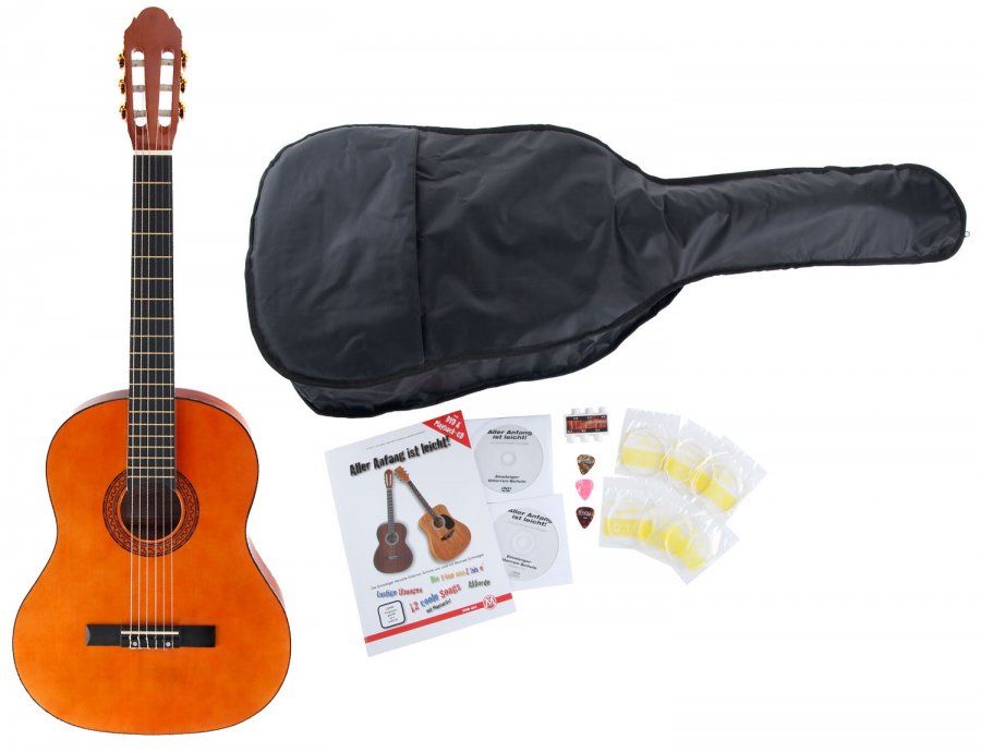 Gitarre Set Klassikgitarre + Tasche + Notenheft + Stimmpfeife & mehr