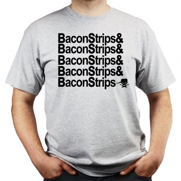 Epic Meal Time Bacon Strips T shirt   Grau   NEU   OVP