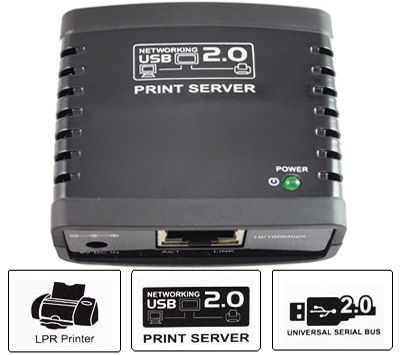 USB 2.0 NETZWERK DRUCKER SERVER PRINTSERVER Win7