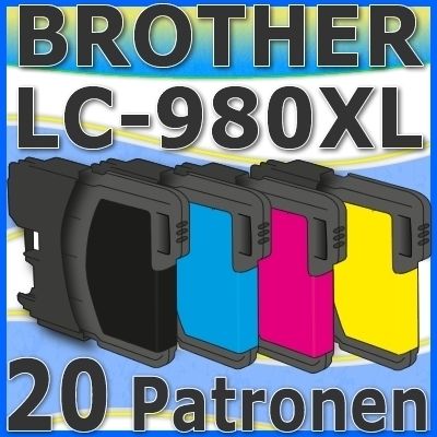 20x DRUCKER PATRONE LC 980 BROTHER DCP 145c 165c 167c 195c 365c MFC