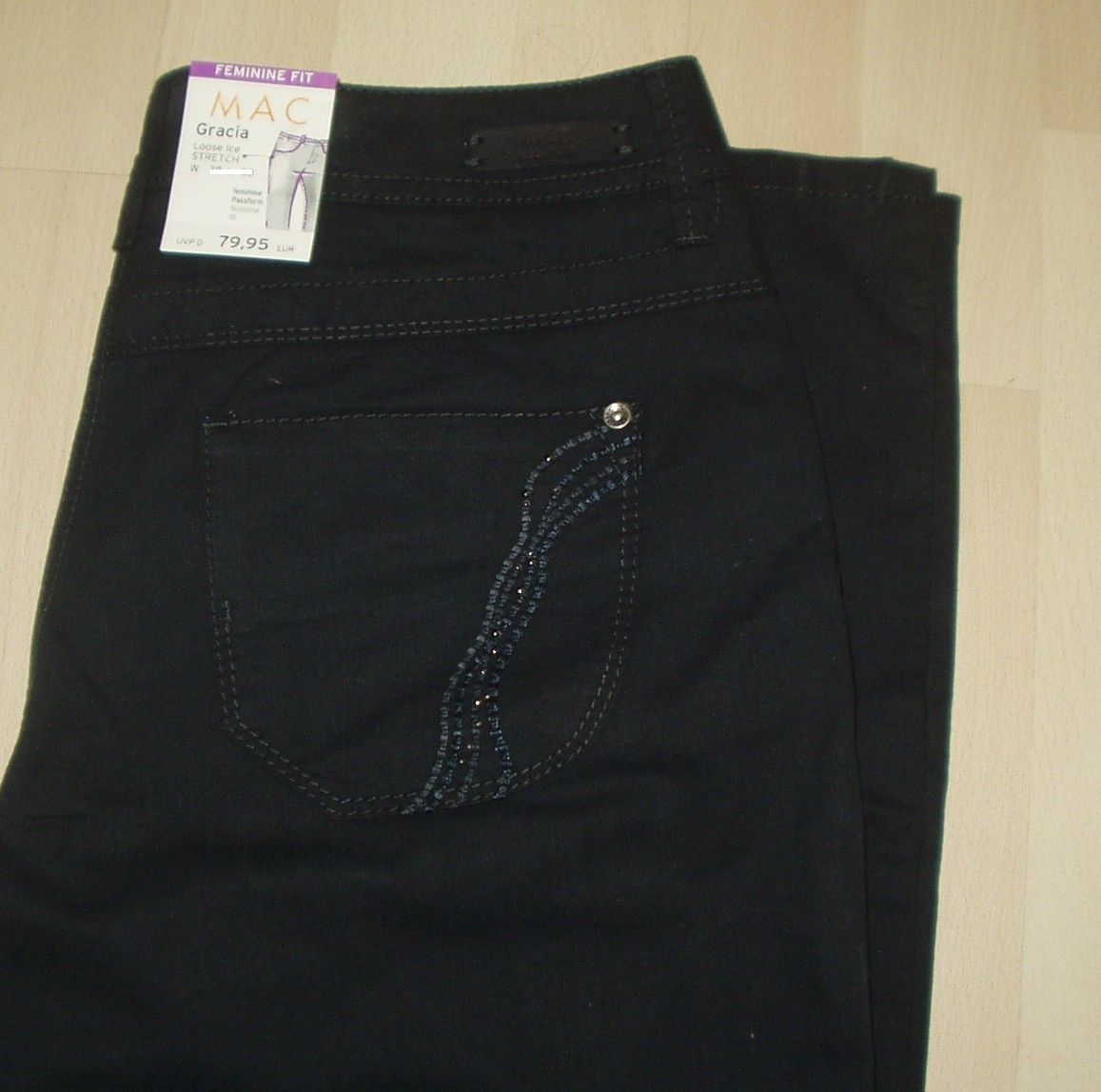 NEU MAC Hose Gracia Loose Ice Stretch Gr. 38 L 34 d. blau 189