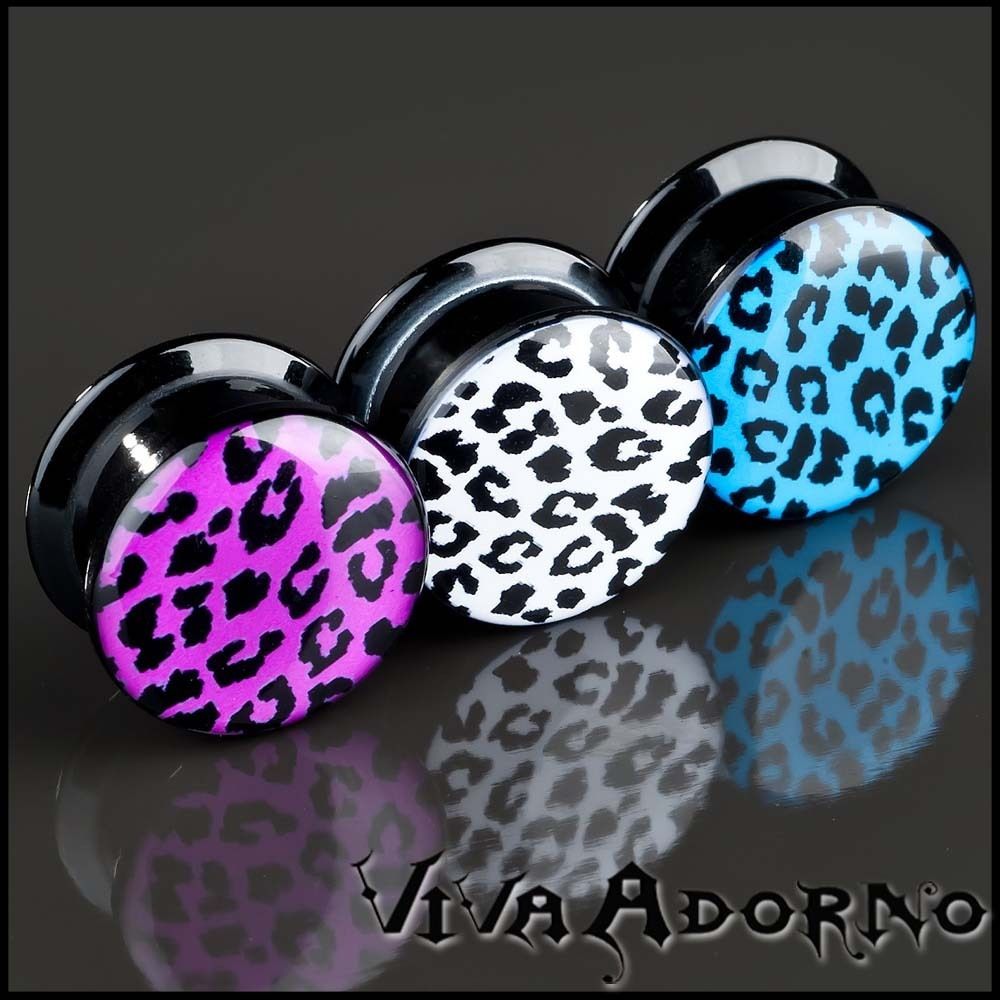 25mm Ohr Plug Leopard Innengewinde Flesh Tunnel Leo Rockabilly