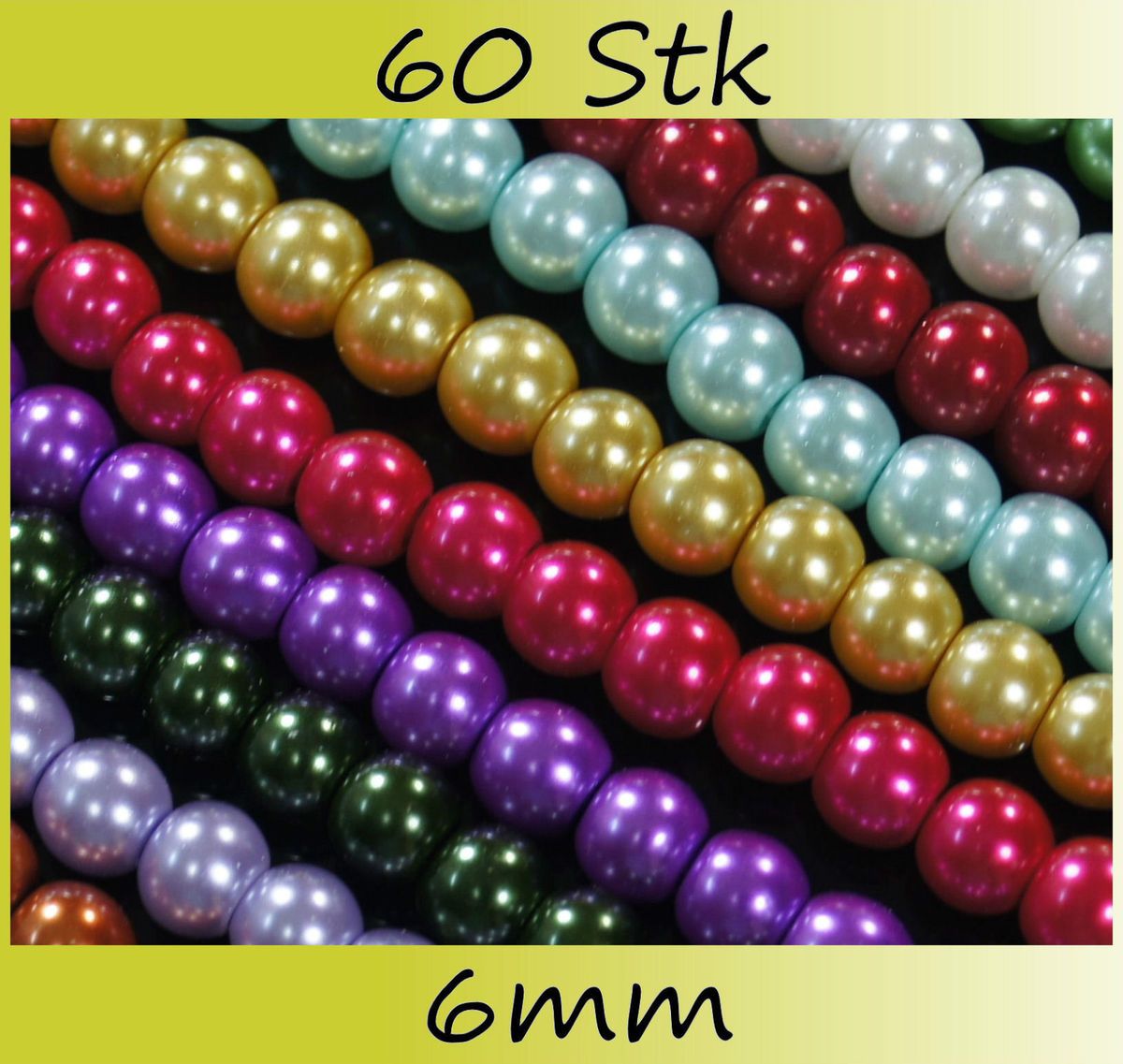 S194C 60 Stk 6mm Glasperlen Beads Kugel bunt gemischt Glas MIX Rund