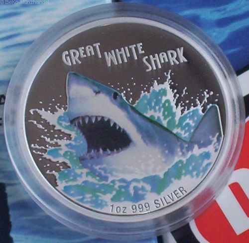 Tuvalu 1 Oz Silber Weißer Hai Shark 2007 PP RARITÄT