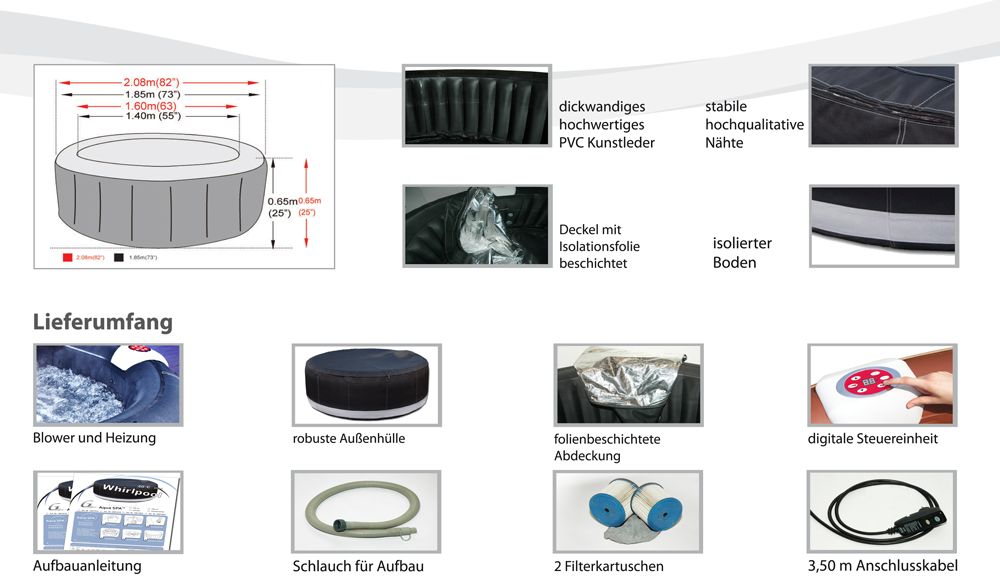 Original G Spa™ mit 208 cm Durchmesser geeignet für 6 Personen und