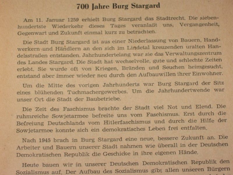 Heimat Heft Burg Stargard b. Neubrandenburg 1959