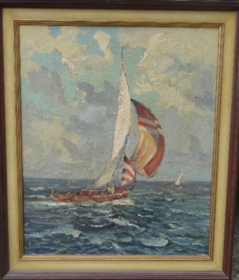 Segelyachten, öl/Leinen, gerahmt, RG 70x60 cm, 198/12101