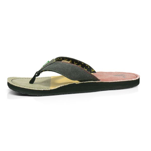 Sanuk Roots Irie Herren Sandale Sandalen Flip Flop Rasta Jamaika