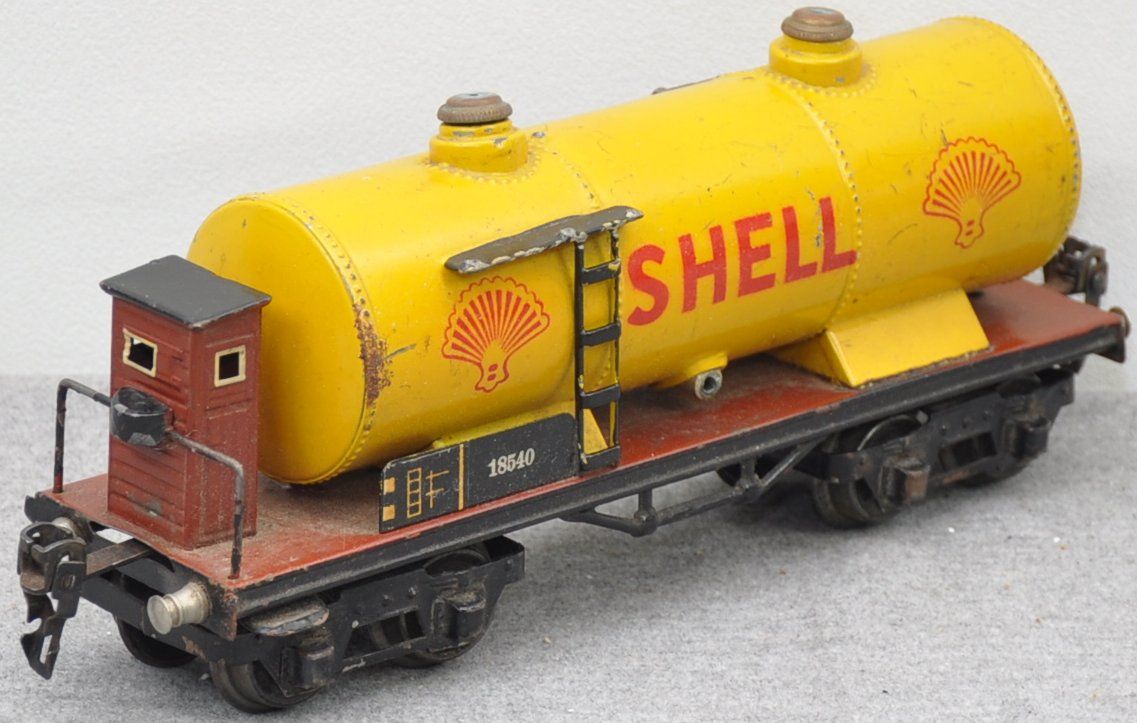 Märklin 1854 S Kesselwagen Shell mit Bremserhaus gelb 4 achsig__Spur