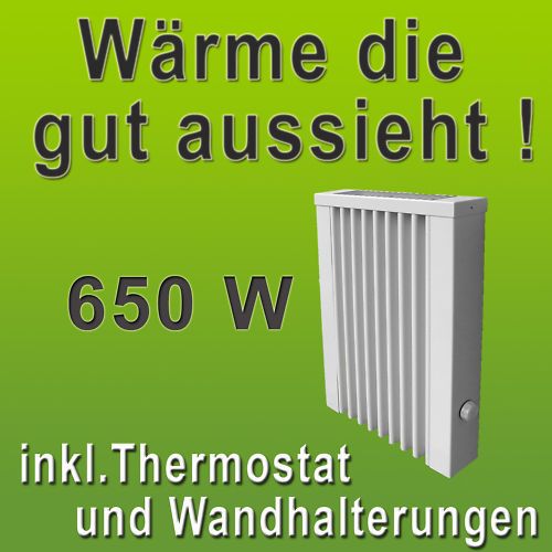 Für Bad und Küche, schmale Elektroheizung 650W, 230V