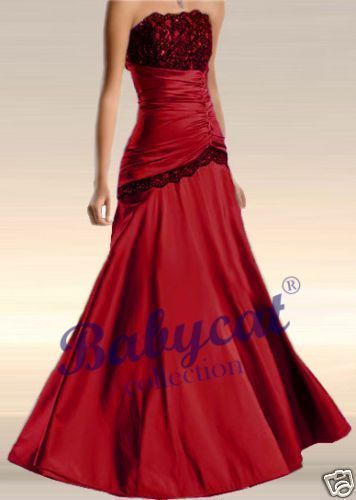 A253R Abendkleid Ballkleid Brautjungfernkleid mit Spitze ROT 34 48