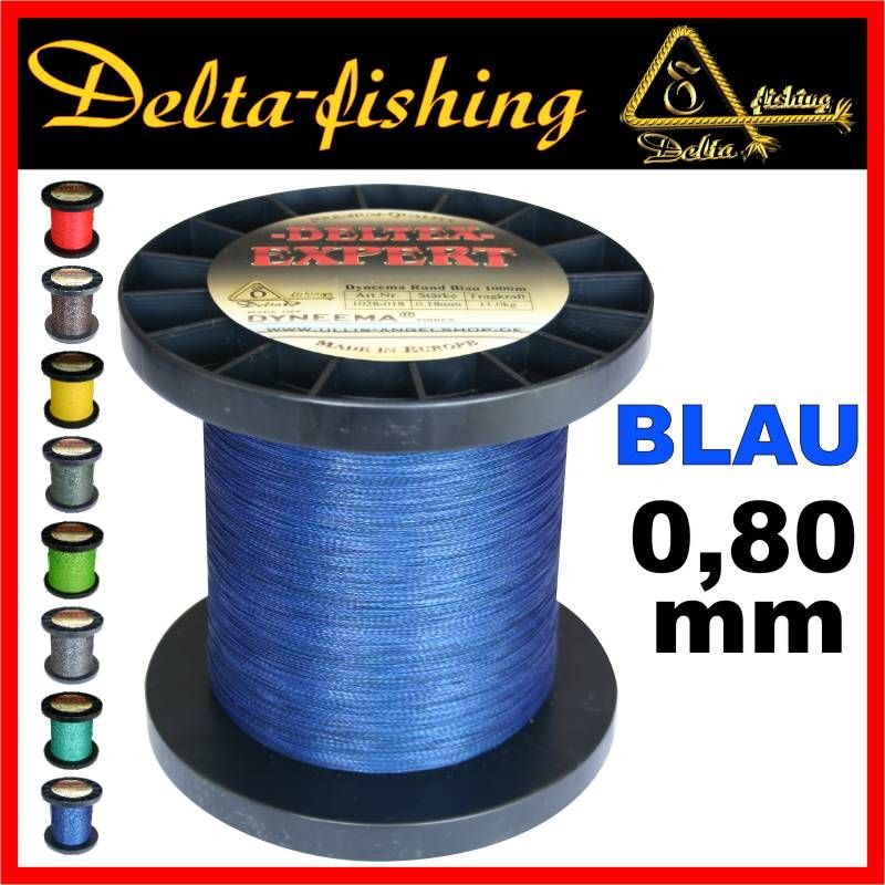 RUND GEFLOCHTENE DYNEEMA ANGELSCHNUR 0,80mm 270m BLAU 0,08EUR/M