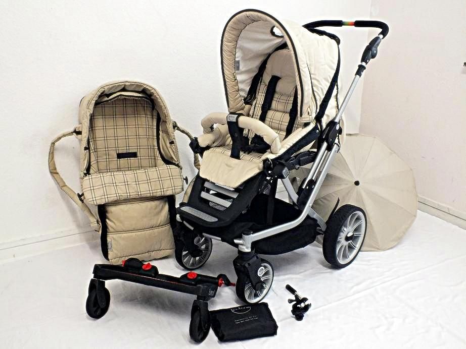 TEUTONIA MISTRAL S KOMBIKINDERWAGEN + BUGGYBOARD + ZUBEHÖR BEIGE