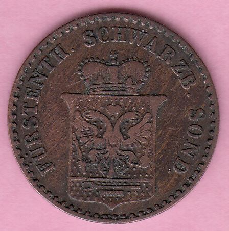 SCHWARZBURG SONDERSHAUSEN   1 Pfennig 1858 (Erh. fast sehr schön