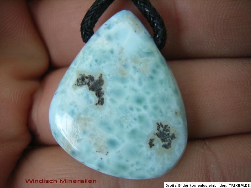 Wunderschöner LARIMAR ATLANTISSTEIN gebohrt, am Band