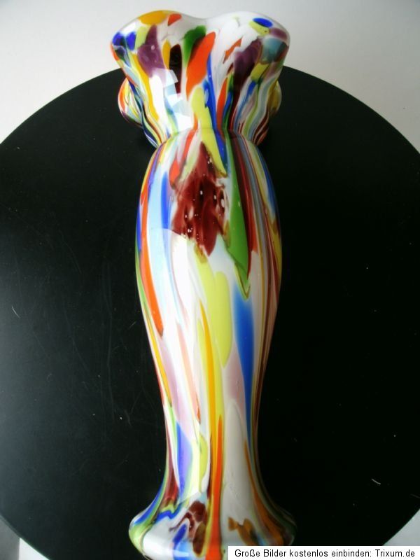 MURANO GLAS VASE Chice 33 cm hohe Multicolorvase TOP Sammlerstück