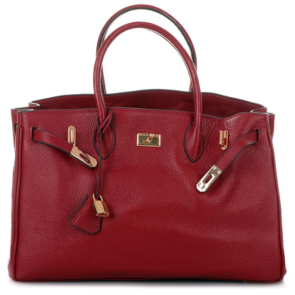 ROUVEN Bordeaux Rot Kalbleder ICONE 40 Tote Bag Leder Tasche