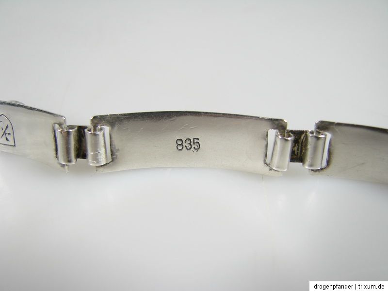 GEORG KRAMER FISCHLAND ART DECO ARMBAND MIT TIGERAUGE 835er SILBER