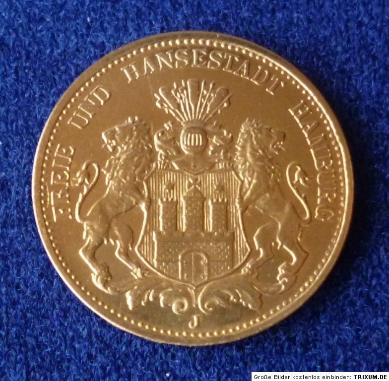 Dt. Reich   Kaiserreich   20 Mark Gold   Münze   Hamburg 1897   J