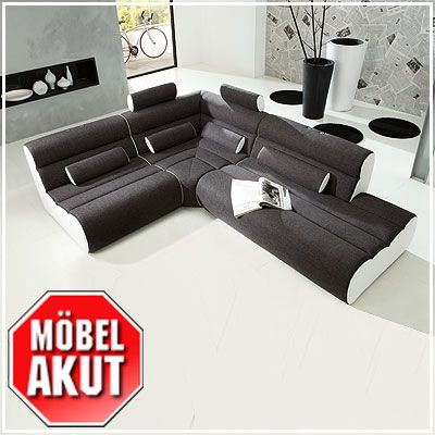 WOHNLANDSCHAFT ELEMENTS, BIGSOFA MEGASOFA SOFA IN ANTHRAZIT & WEIß