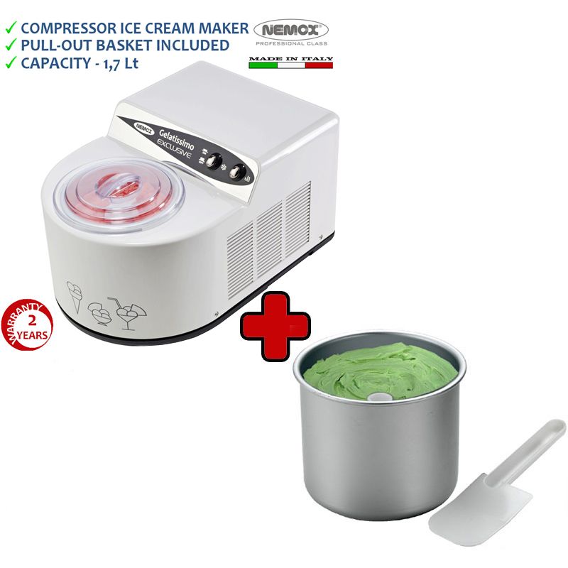 NEMOX Eisemachine Gelatiera GELATISSIMO EXCLUSIVE 1,7 Lt + Extra bowl