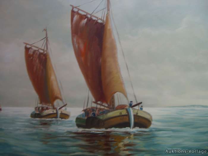 SCHIFFE AUF SEE °MARITIM NORDSEE ÖLGEMÄLDE° ANTIQUE PAINTING ART