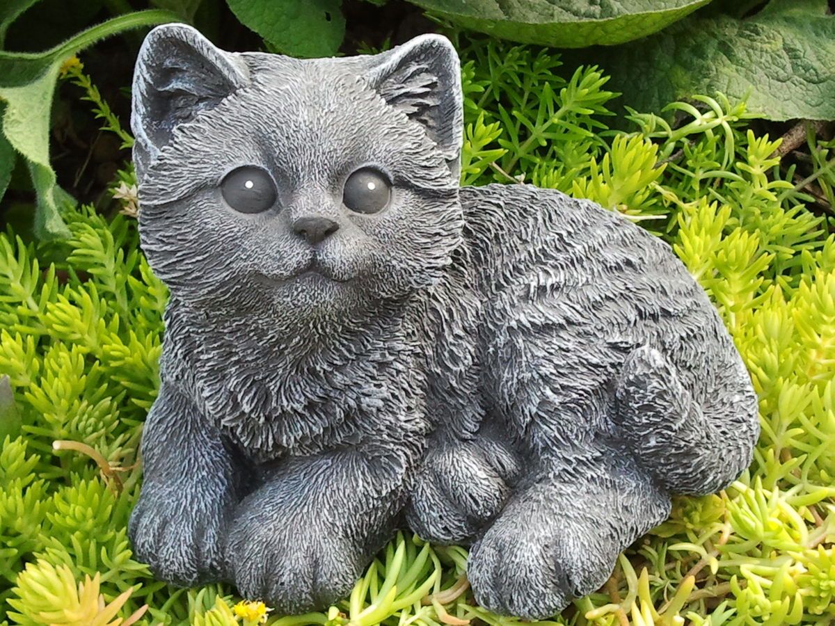 Steinfiguren Katzen Katze Mieze Garten Gartenfigur374 8