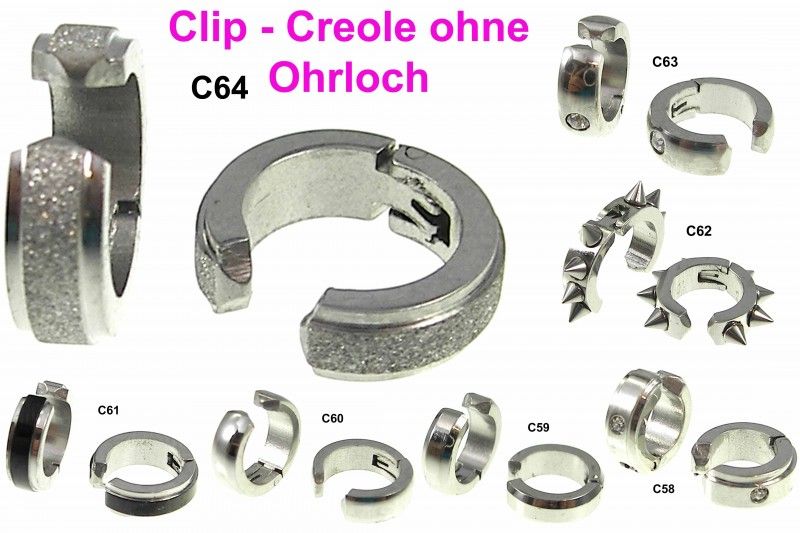 Creolen Edelstahlcreole Klappcreole Clip Ohrclips Ohrring Ohrstecker