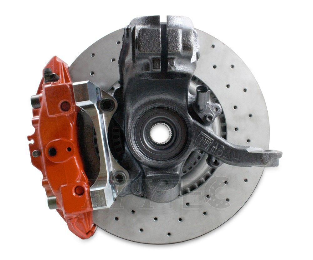 Bremssattel Adapter um Porsche bzw. Brembo 4 Kolben Bremssättel von