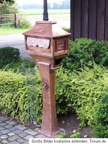 Großer Briefkasten Postkasten Standbriefkasten Handarbeit Kupfer NEU