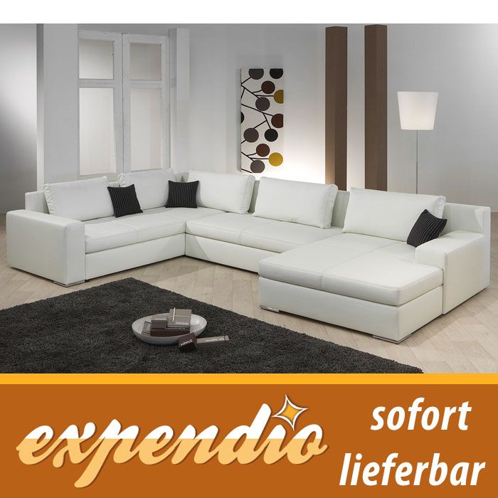 Wohnlandschaft Hiromi 378x240 170cm weiss Couch Sofa Polsterecke