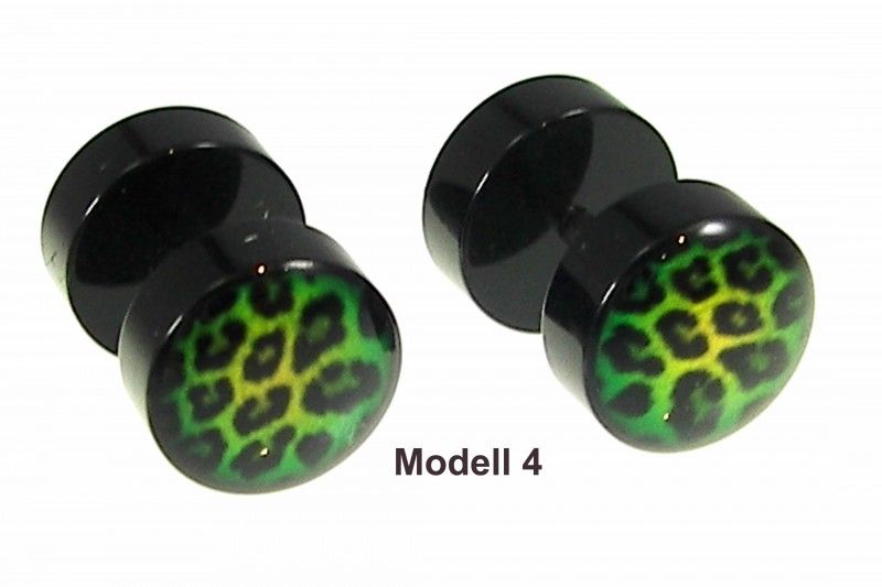 Stück 10 mm Ohrstecker Fakeplugs leopard Braun Weiß Schwarz Fake