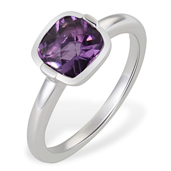 Goldmaid Ring Schachbrettschliff 375 Weißgold 1 Amethyst Farbstein